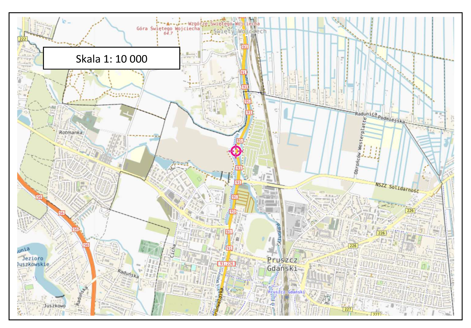 Mapa z lokalizacją prac drogowych