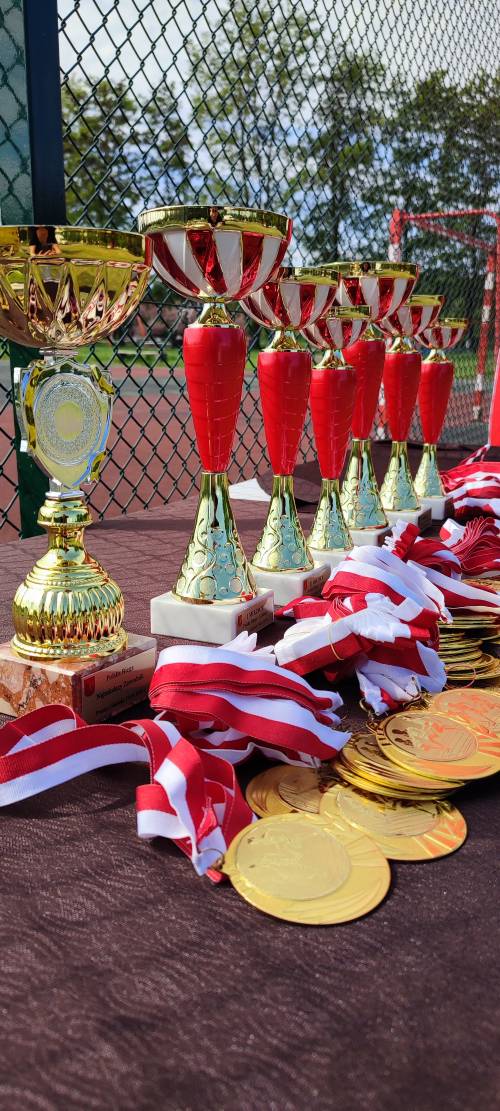 Puchary i medale podczas imprezy Polska Biega w Pruszczu Gdańskim.